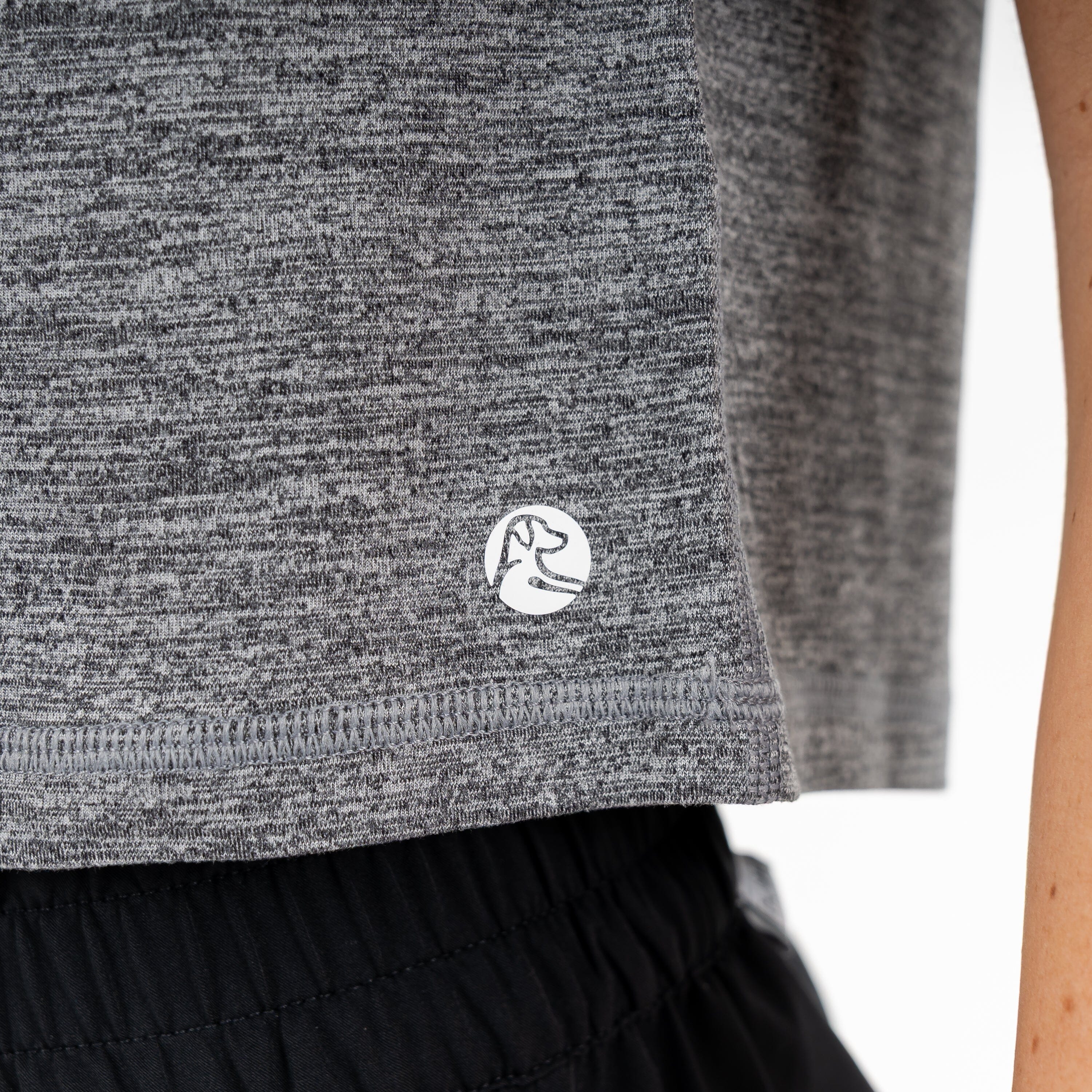 Drift Performance Crop Tee | Heather - Boulder Grey/White - Image 3