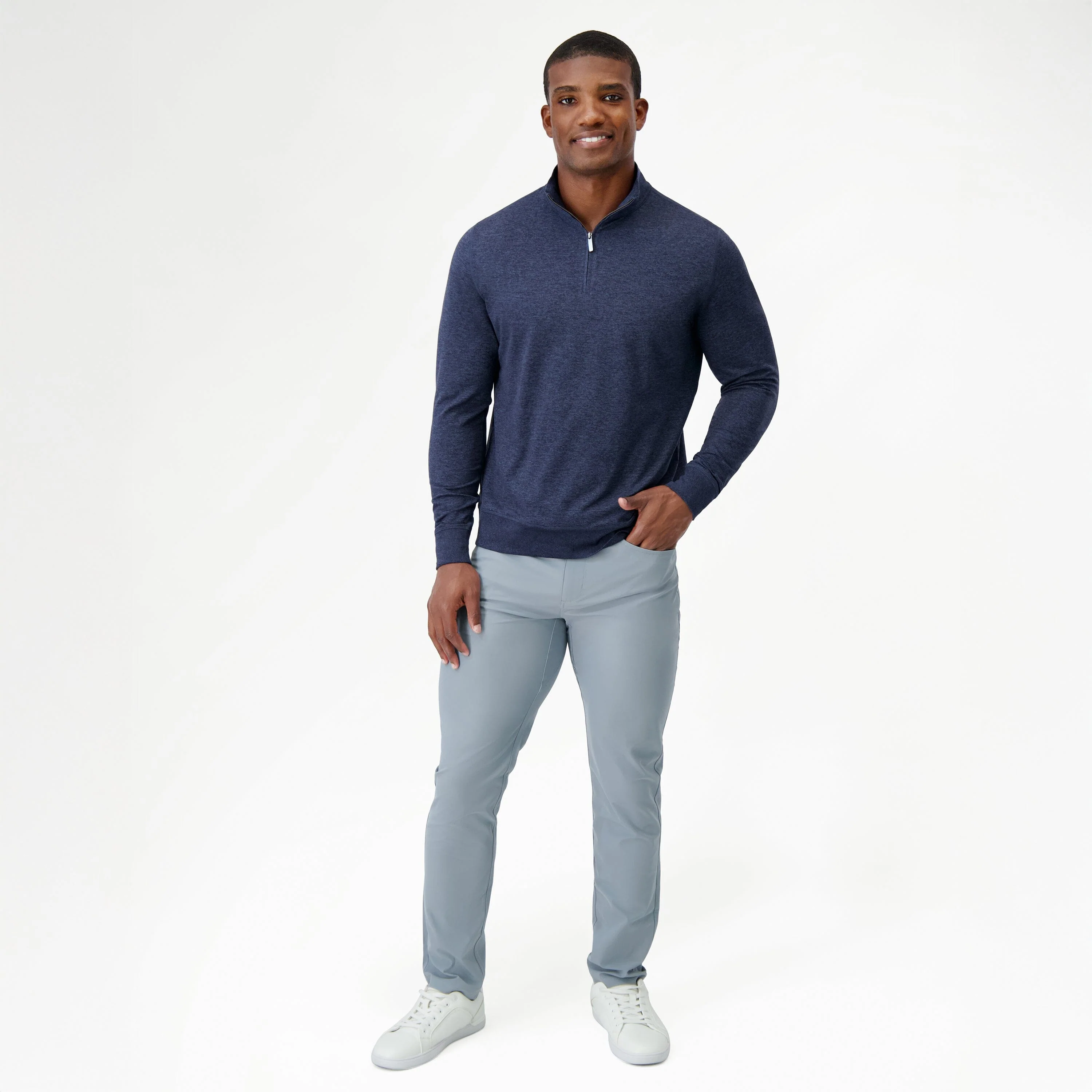 Pace Q-Zip Pullover | Heather - Fleet Navy/Annapolis Blue - Image 5