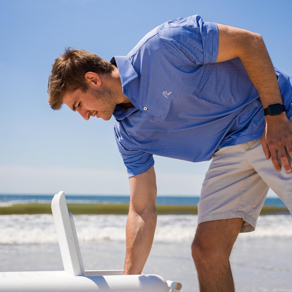 The Dogstooth Houndstooth | Performance Polo | The Dogstooth Houndstooth - Ocean Blue/White - Image 5