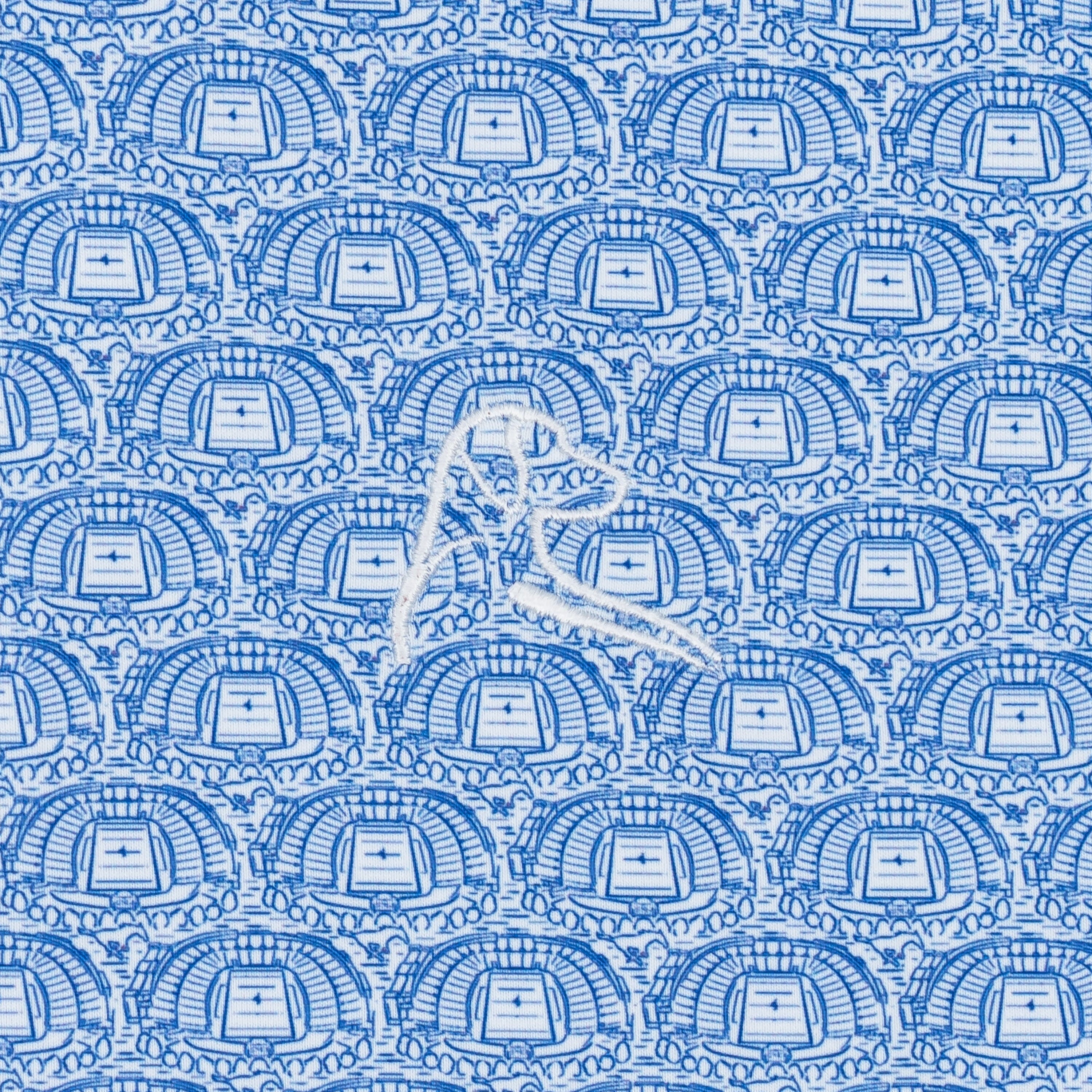 The SMU Gerald J Ford Stadium | Collegiate Polo | The SMU Gerald J Ford Stadium - White/Ocean Blue - Image 3